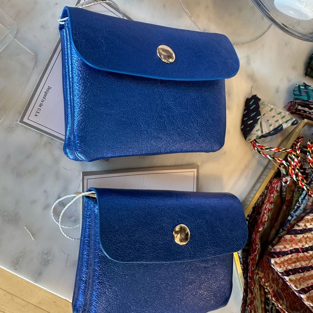 Chic Blue Vegan Leather Coin Purse